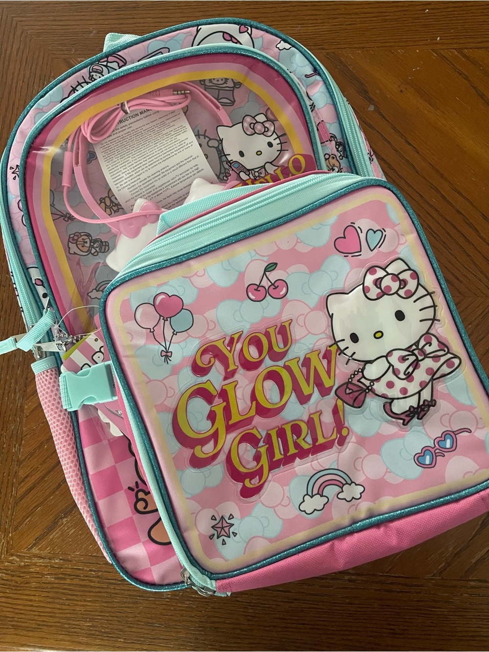 Hello Kitty Pink and Aqua Kids Backpack - You Glow Girl